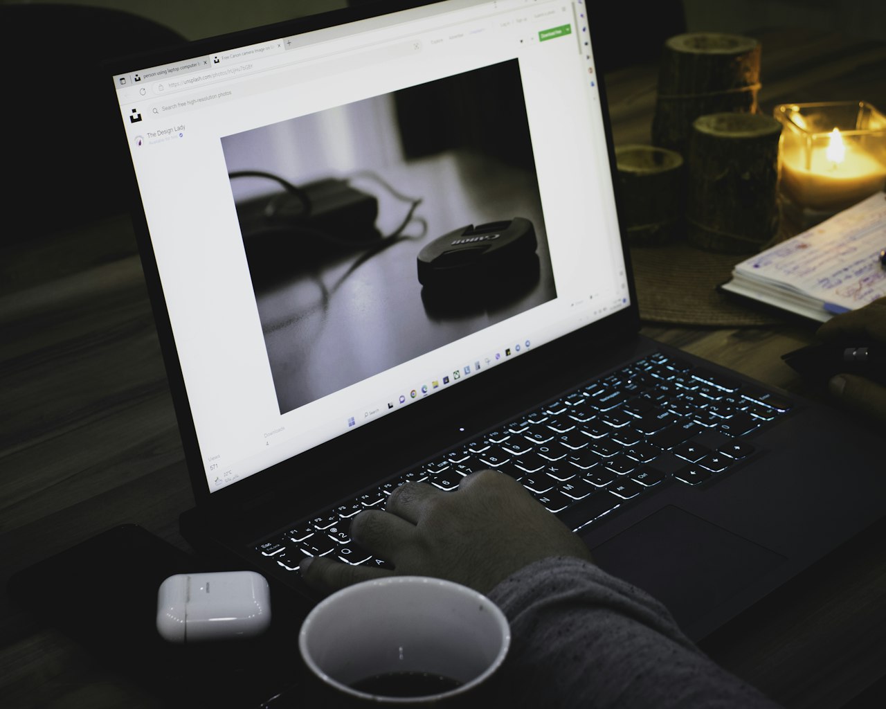 A freelancer working independently on a client project while building toward a more organized freelance business